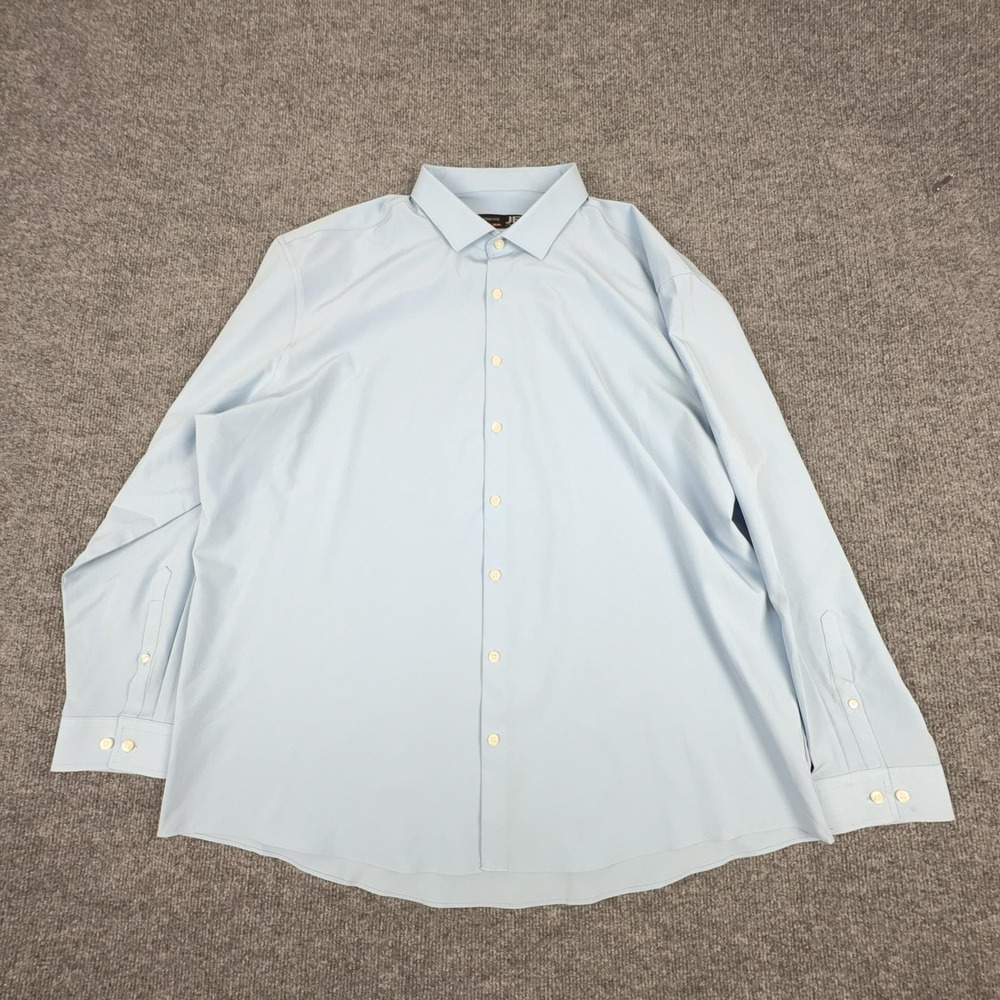 J. Ferrar Dress Shirt Mens‎ 2XL 18-18.5 34/35 Blue Slim Fit Stretch Long Sleeve